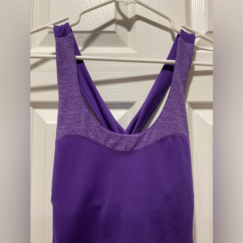 Purple sports bra shirt top swim suit top